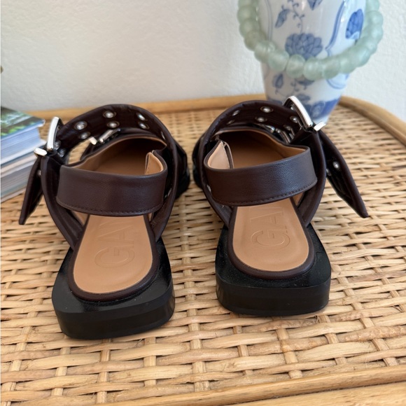 Ganni Buckle Sandals Chocolate Fondant Matte Brown -39 - Picture 3 of 4